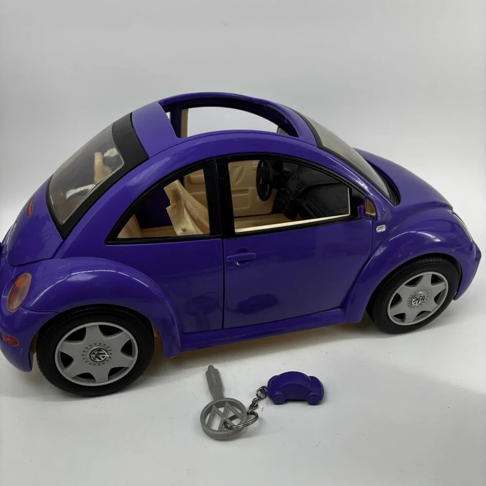 Mattel Barbie Volkswagen Beetle Purple Car 2000 Opening Doors Fashion Doll W/Key